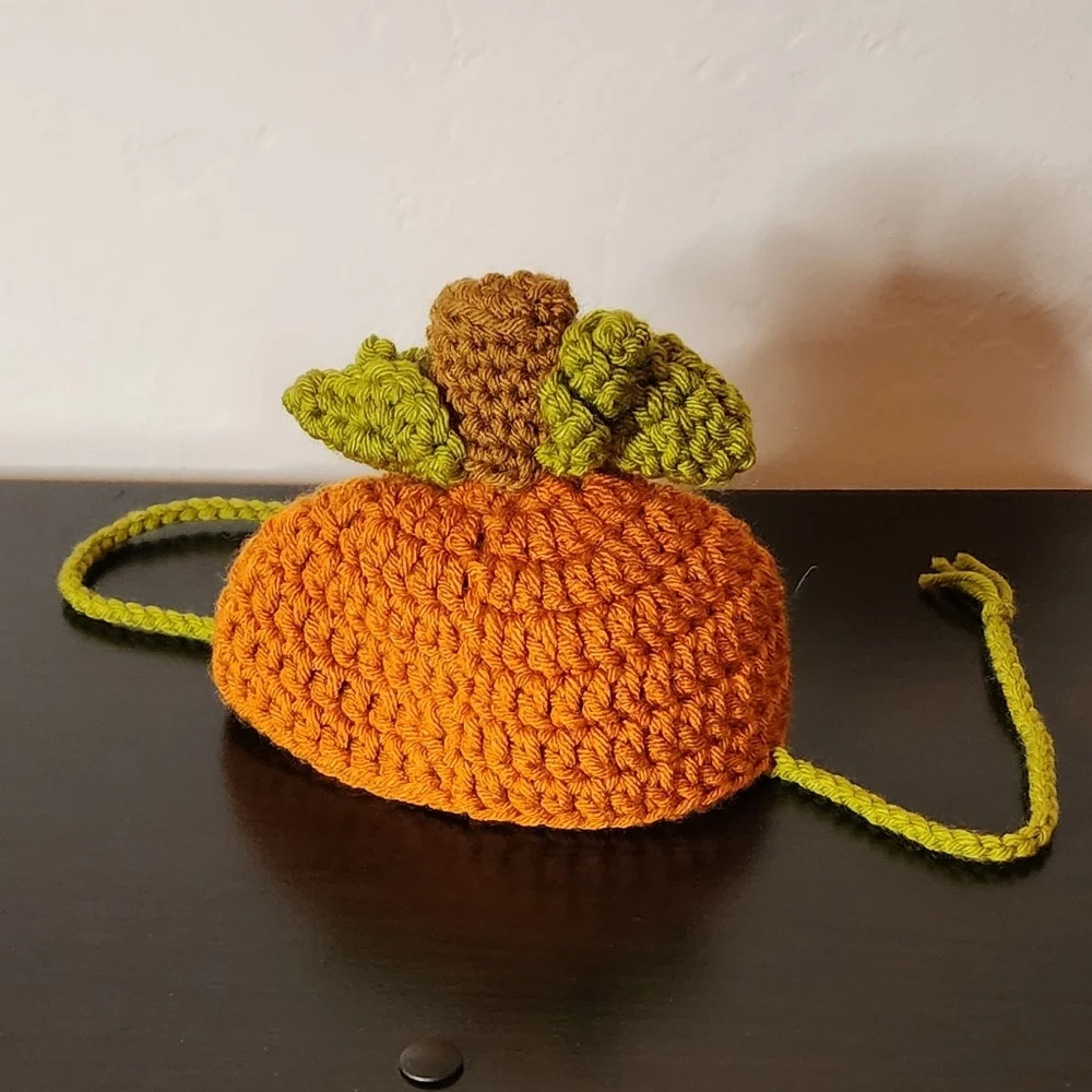 New Cat or XS Dog Hand Knit Pumpkin Hat Fits 6-10lb Dog/Cat